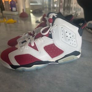 Nike Air Jordan 6 Retro Carmine GS Size 5Y Youth White Red Black